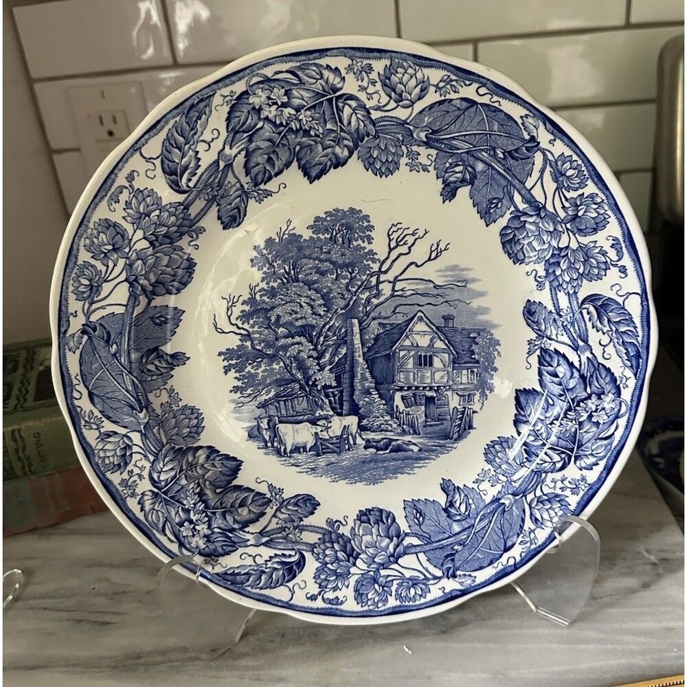 Spode Plate Blue Room Collection Rural Village 10.5" Blue White England Wall